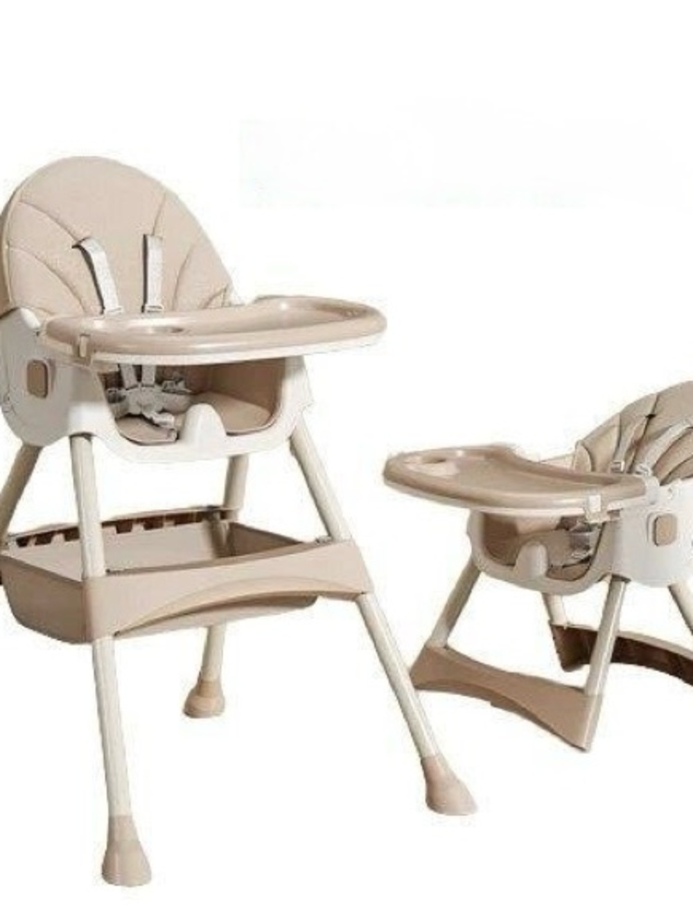 Beige Convertible Baby High Chair with Removable Tray - Unbranded
